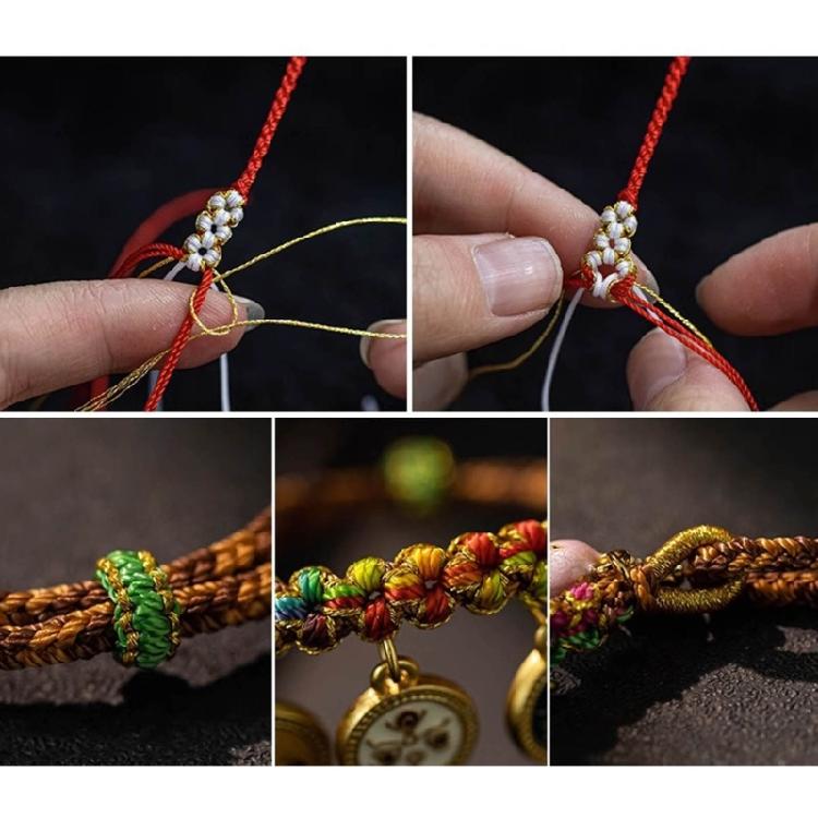 Adjustable Rope Bracelet Colorful Woven Handchain Five Way God of Wealth Bangle Handmade Unisex Jewelry Accessories