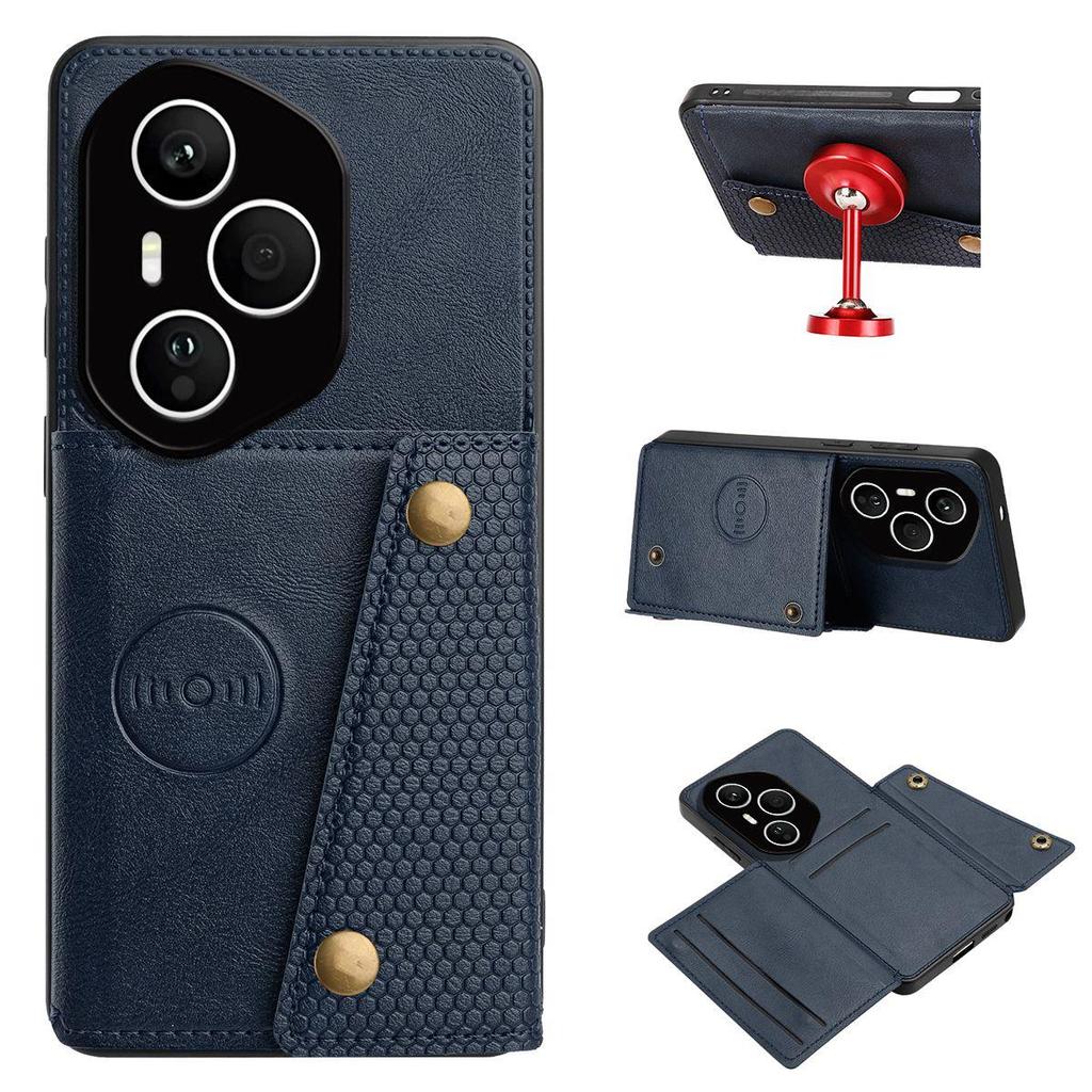 Vintage Leather Card Holder Phone Case for HONOR 400 Pro Card Pockets Dual Snap Buttons Flip Wallet Shell