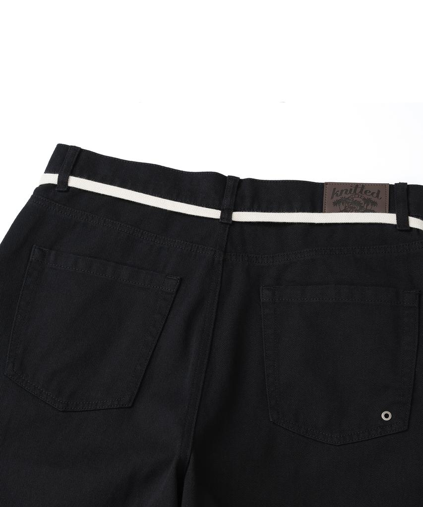 KNITTED Outstring Curved Cotton Balloon Pants Black