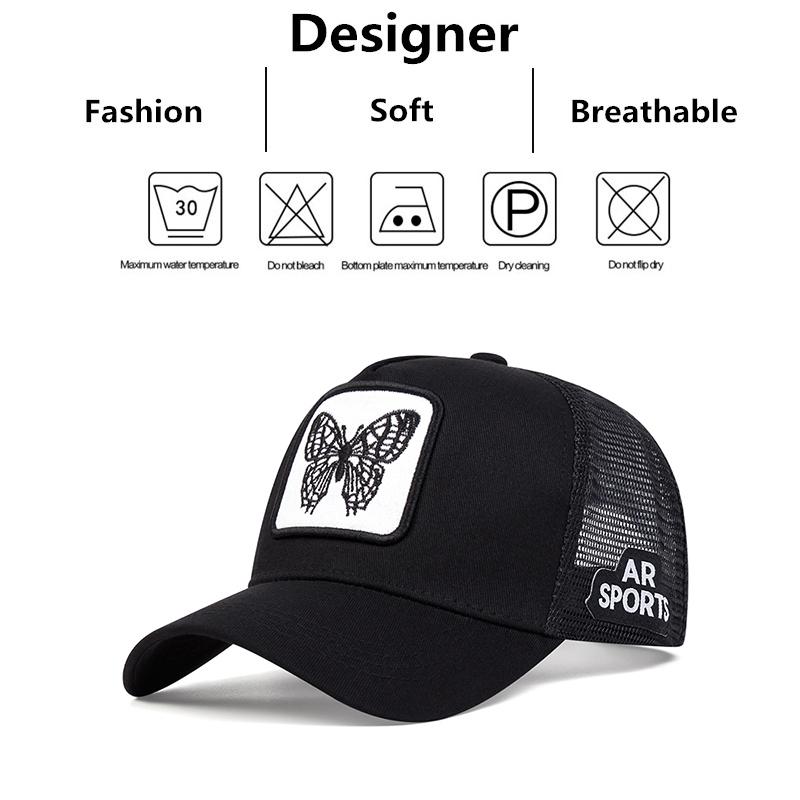 Unisex Butterfly Embroidery Baseball Net Caps Spring And Summer Outdoor Adjustable Casual Hats Sunscreen Hat