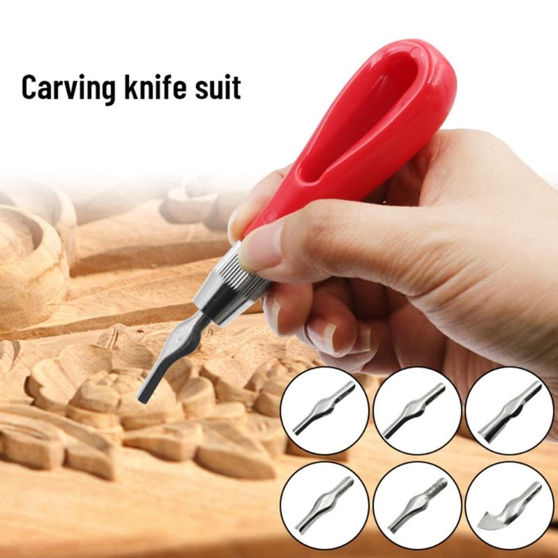 7pcsProfessional Wood Carving Chisel Knives Engraving Knife Hand Tool Set For Basic Detailed Carving Woodworkers Gouges