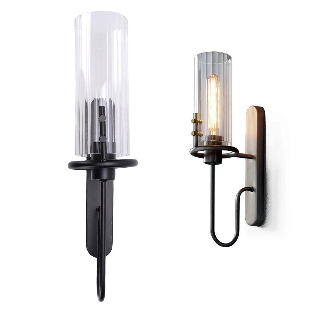 Black Wall Sconce Light Modern Indoor Wall Light Fixture with Clear Glass Shade for Dining Room Coffee Shop Hotel Bedroom Living Room Hallway