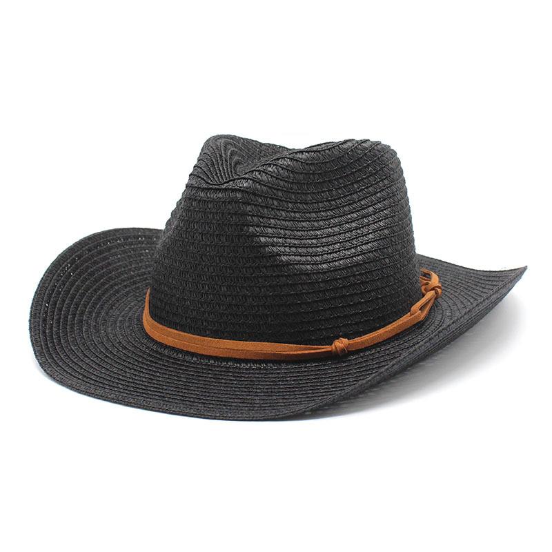 Summer Double Belt Jazz Straw Hat Men'S Shade Sunscreen Straw Hat Women'S Western Cowboy Trend Hat