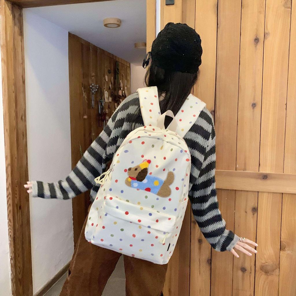 Casual Dog Backpack High Value Cute College Student Backpack Female Simple Versatile Junior High School Student Schoolbag