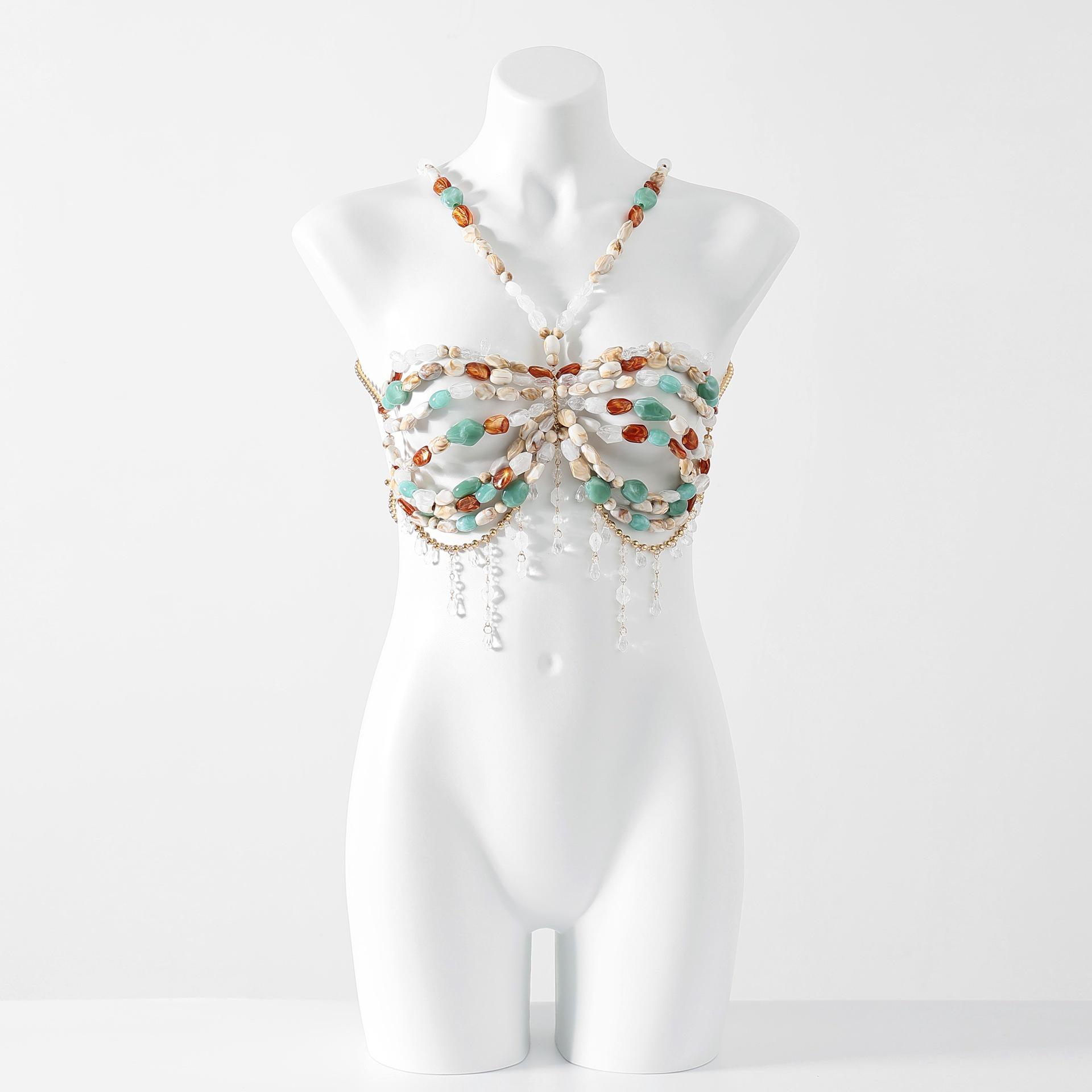 Женский strapless-топ-бюстье Kimberly Diamond с бусинами на бретельке-халтере One Size
