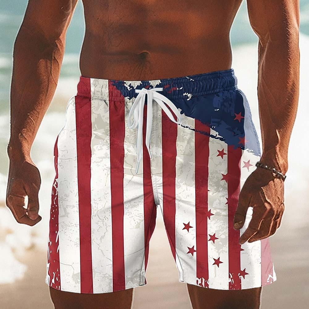 Men's American US Flag 250th Anniversary Beach shorts Board Shorts Waist Hawaiian Holiday Pockets Drawstring Waist Men Clothing