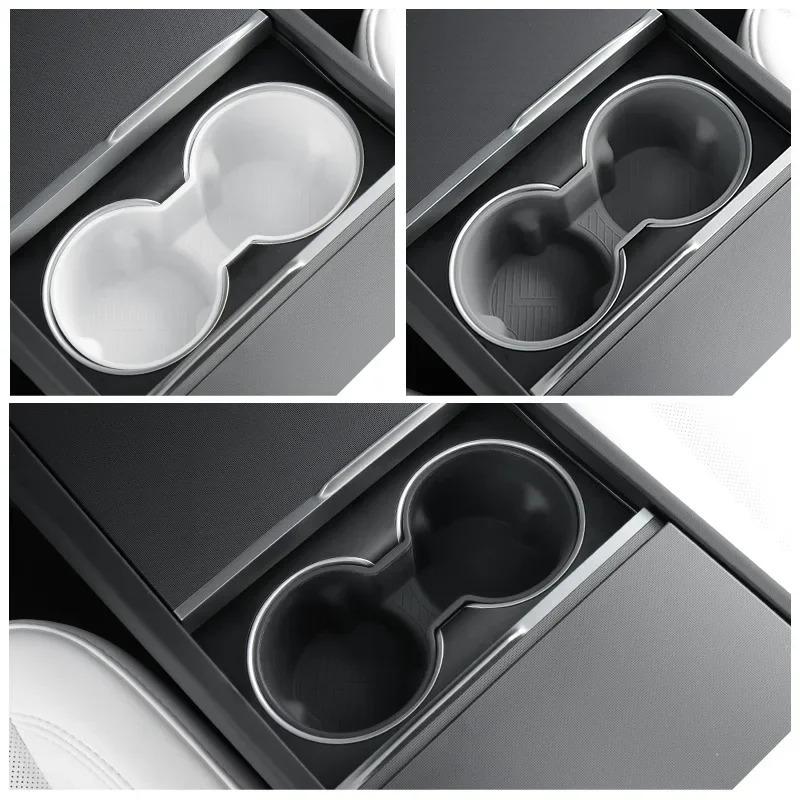 For Tesla New Model 3+ Highland 2024 Silicone Car Cup Holder Central Control Armrest Box Fixed Cup Slot Storage Beverage Holder