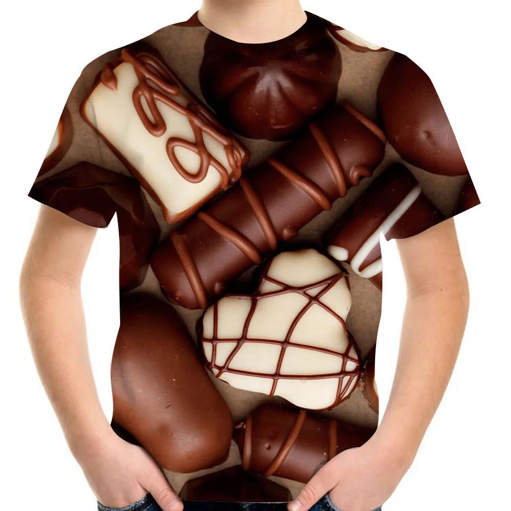 Fashionable Delicious Candy Chocolate 3d Print Children's T-Shirts Kids Short Sleeve Clothing Summer Comfortable Loose Versatile Casual Sports T-shirt