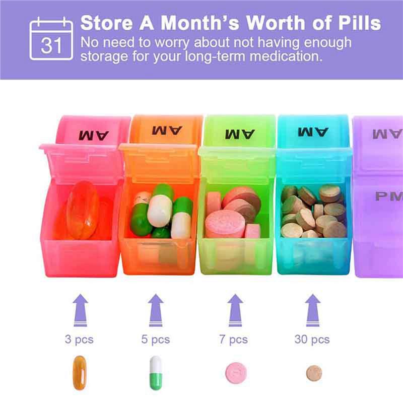 

5X Monthly Weekly Pill Organizer Boxes-AM/PM Daily,31 Day 32 Compartments Vitamins Medicaiton Medicine Reminder