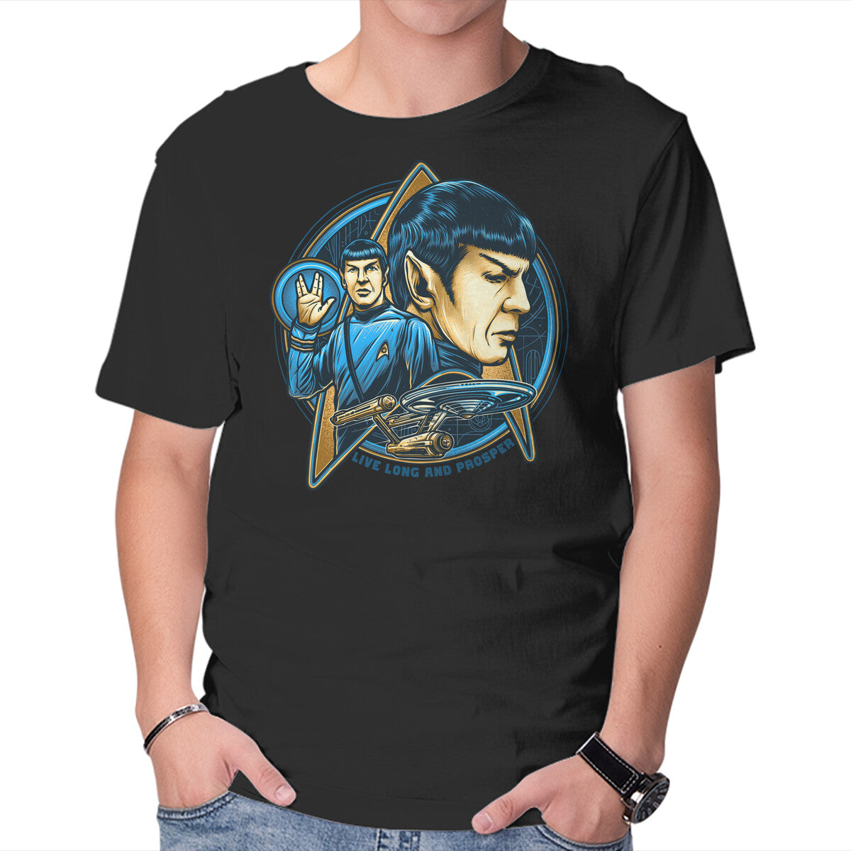 Unisex Crew Neck T-Shirt Live And Prosper Graphic Short Sleeve Casual Tee XS