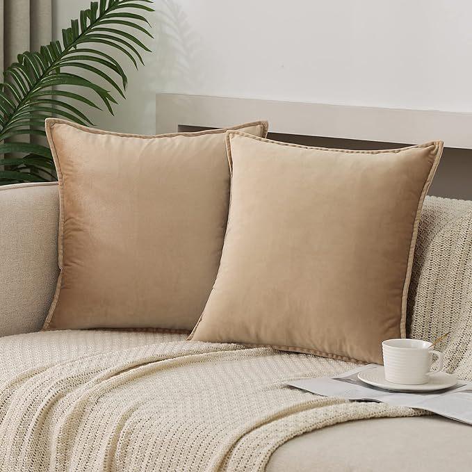Throw Pillow Covers 16x16 Set Of 2 Velvet Decor Decorative Couch Cushion Pillowcases With Fringe Home Bed Decoration For Sofa Bedroom