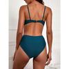 Damen sexy einfarbiger Badeanzug tiefer V-Ausschnitt Bademode weiblicher Monokini High-Waist Bikini-Set zweiteiliges Badeanzug-Set