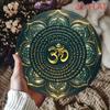 Metal Wall Art Mandala Om Turquoise Gold Spiritual Symbol Yoga Studio Decor