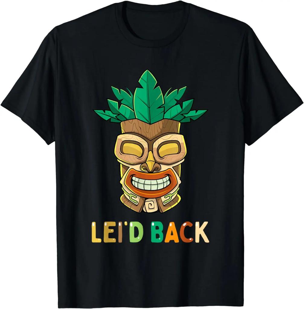 Hawaii Tiki Man Lei'd Back Funny Hawaiian Men Women Kids T-Shirt Graphic T Shirts Men Clothing Tops Camisas Streetwear