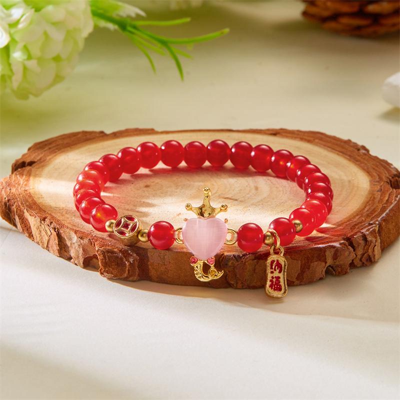 Chinese Style 2025 Snake Year Beads Bracelet For Women And Men Lucky Red Handwoven Rope Bracelet New Year Party Jewelry Gifts