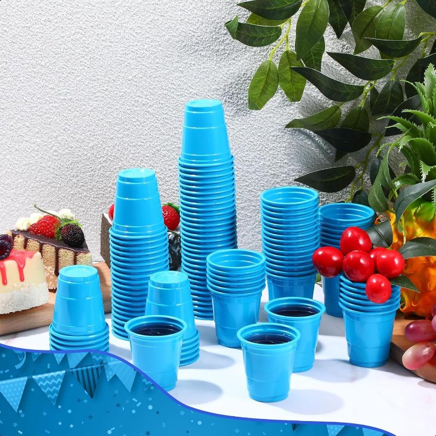 100 Pcs 2 oz Graduation Disposable Shot Glasses Mini Disposable Shot Cups for Party Small Plastic Neon Cups for Birthday Party
