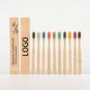 Custom Logo Packaging Kids Flat Square Handle Soft Eco Natural Biodegradable Recyclable Kraft Bag Bamboo Toothbrush