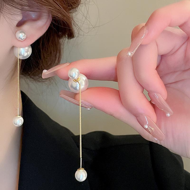 French simple water drop pearl earrings Internet celebrity same earrings retro high temperament earrings women