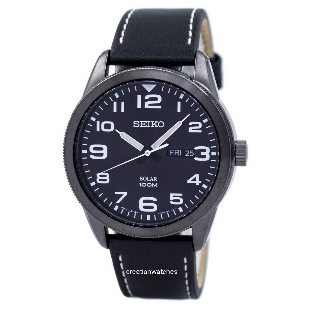 Восстановленные мужские часы Seiko Solar SNE477 SNE477P1 SNE477P чёрный