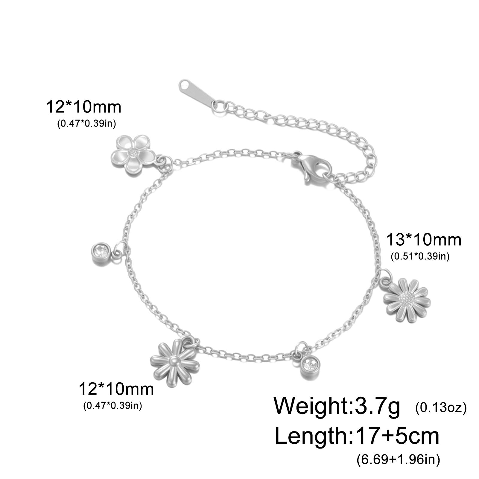 

Teamer Chrysanthemum Peach Blossom Pendant Bracelets Stainless Steel Gold Color For Women Girls Flower Jewelry Gift 2026 New 22cm