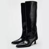 Bla Wide Boot Tube Pointed Toe  Heel High Tube Pants Long Boots Faion Knight Boots Women's New Autumn Winter Oes