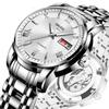 Stahlarmband Leuchtende Herrenuhr Wasserdicht Business Mode Automatisch Nicht-Mechanische Uhr Transparent Niedrig Hohl