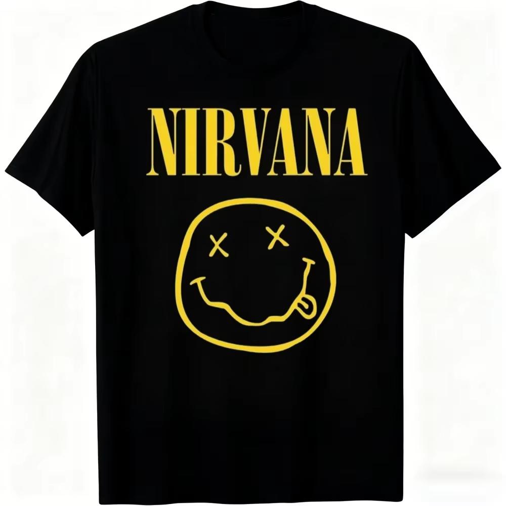 

New Nirvana Rock Band Men s T-shirt Hip-Hop Style Men s and Women s Oversized Y2K Tee Casual Loose Outdoor Street Unisex Clothes 5XL різнокольоровий