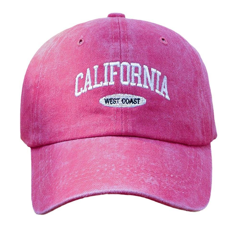 Fashionable Versatile Washed Letters Solid Color Embroidered Baseball Cap for Men Wide Brimmed Casual Sports Cap for Women
