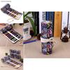 Ethnic Style Colored Geometric Pattern Pencil Canvas Storage Bag For Artists And Students