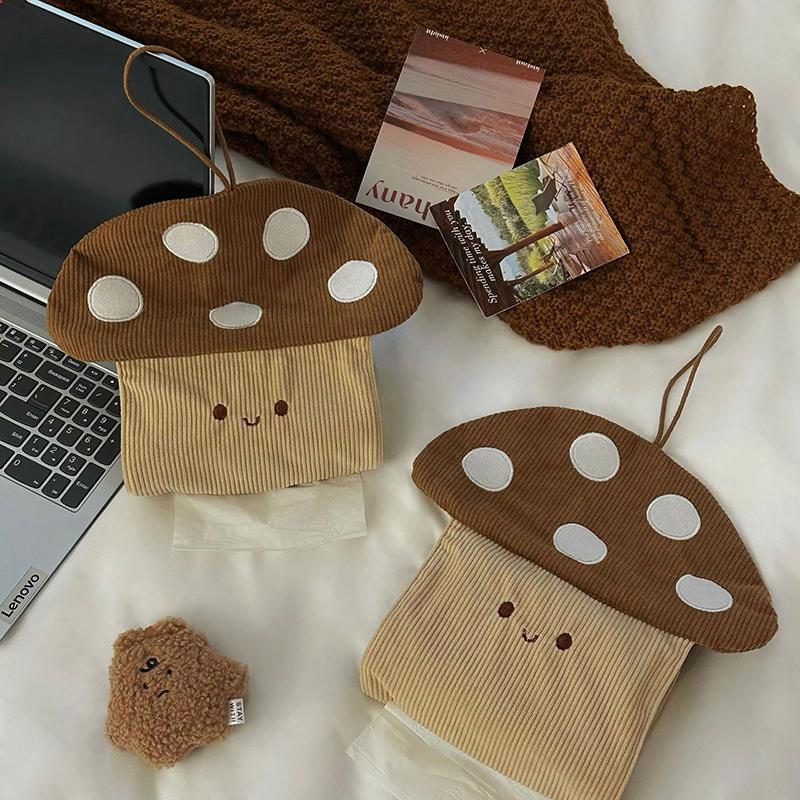 Cute Mushroom Tissue Box Wall Mounted Bathroom, Kitchen Fabric, Paper Drawer, Household Bedroom, Bedside Storage, Hanging Bag