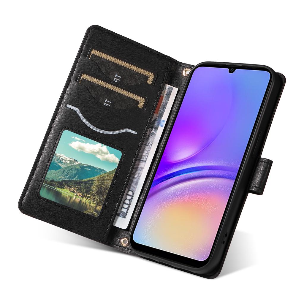 For Samsung Galaxy A05 4G Case Wallet Rhombus Leather Phone Cover with Shoulder Strap,Wrist Strap