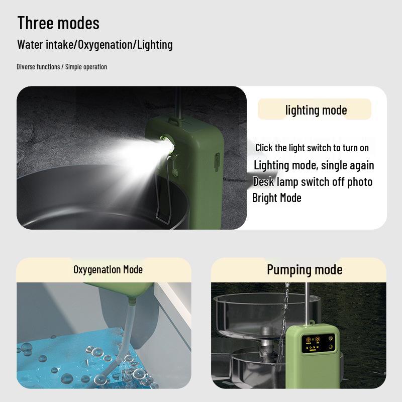 Portable Automatic Water Pump & Outdoor Night Fishing Lamp - Anti-Mud and Sand Design for Convenient Lighting and Pumping
