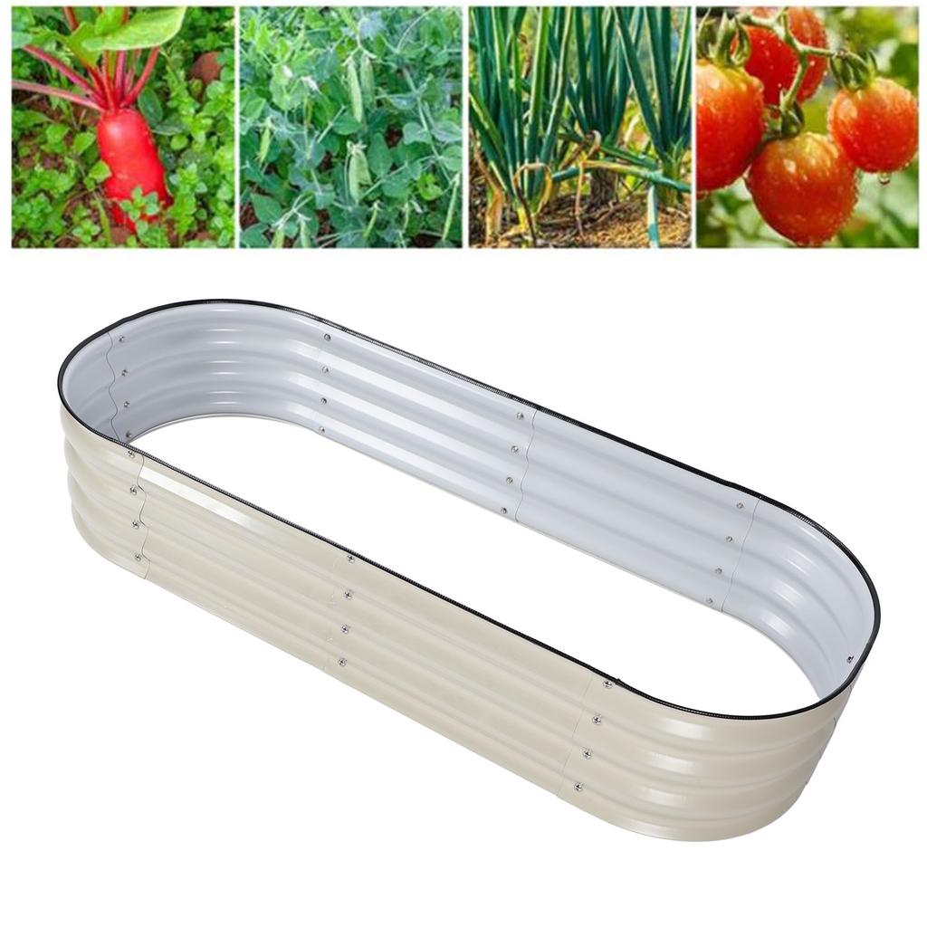 Raised Garden Bed Steel   Outdoor Planter Box with Open Bottom for Vegetables Fruits Flowers