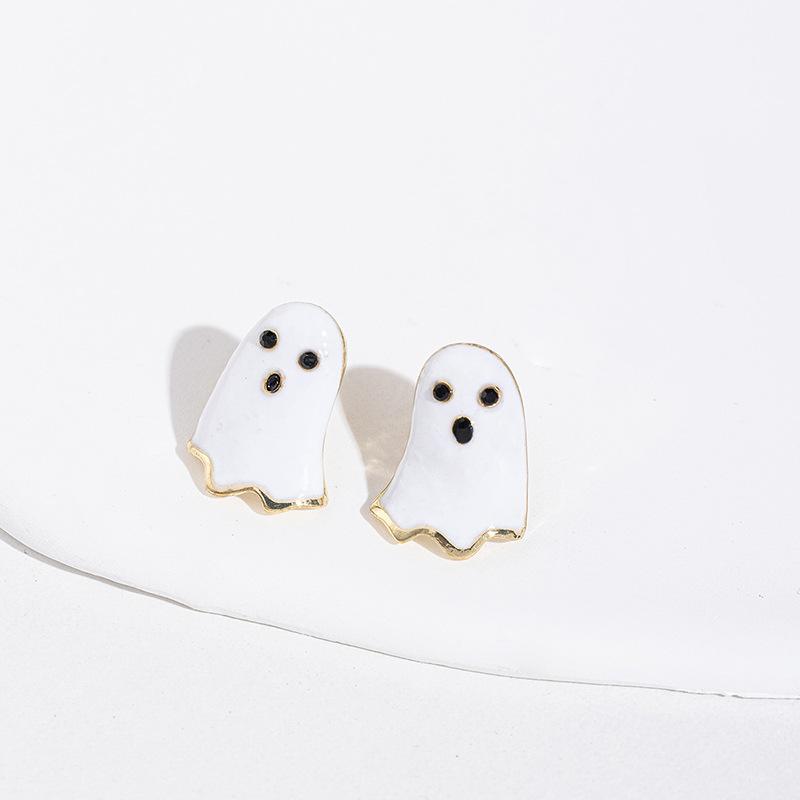 Halloween Earrings Diamond Skull Alloy Ornaments Pumpkin Head Witch Earrings Bat Earrings