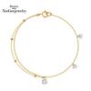 [Neegee Jewelry] 14K Gold Unbalanced Pink Ball Chain Cubic Bracelet