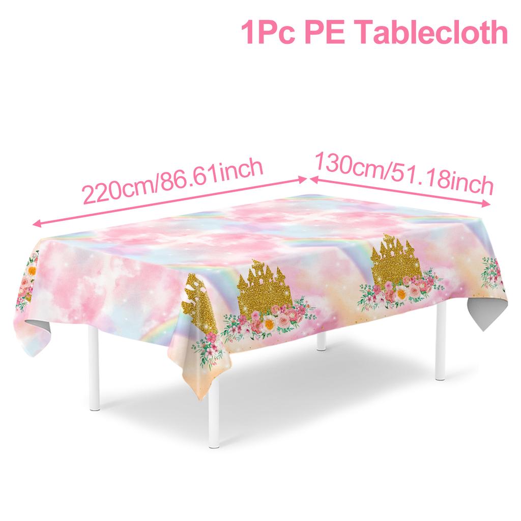 Princess Castle Cartoon Disposable Tableware Birthday Party Decorations for Home Paper Cups Plates Baby Shower Party Supplies