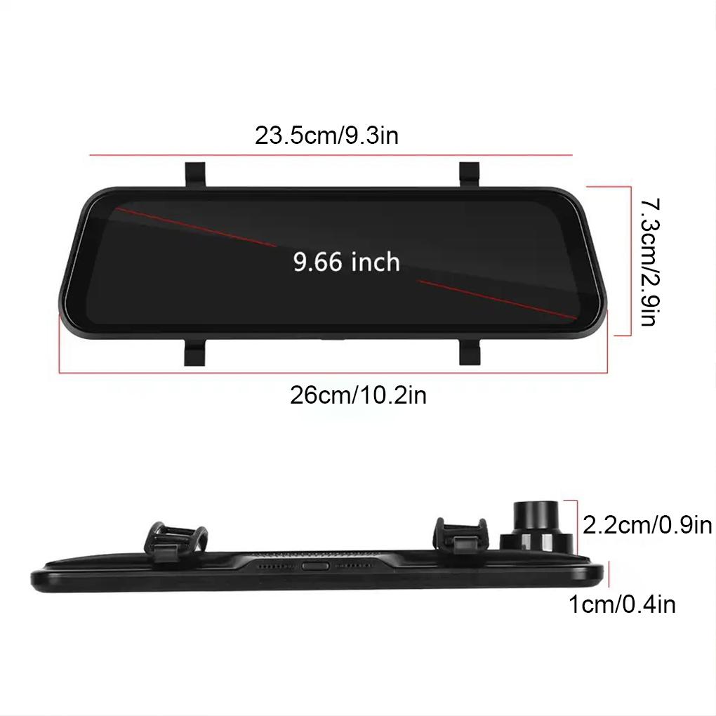 Mirror Dash Cam Dash Cam 9.66 Inch Rear View Mirror 1080P Front And Rear View Dual Cameras Durable
