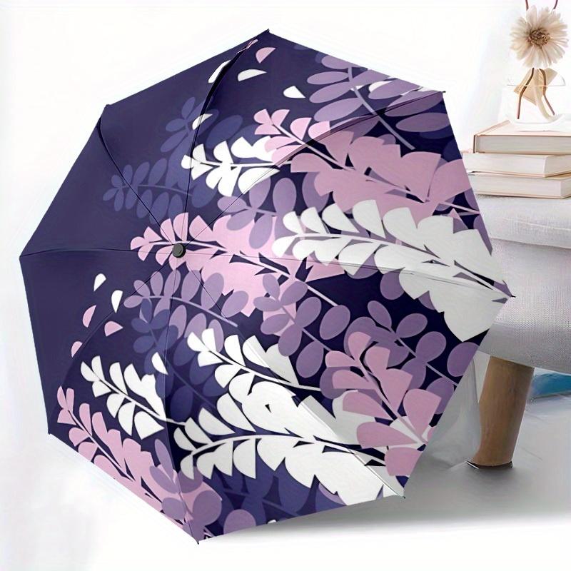 1pc Floral Patterns Automatic Open/close Folding Compact Umbrella, 8-Rib Sturdy Canopy, Lightweight Portable, Everyday Use, Gift, Outdoor Umbrella, Tr