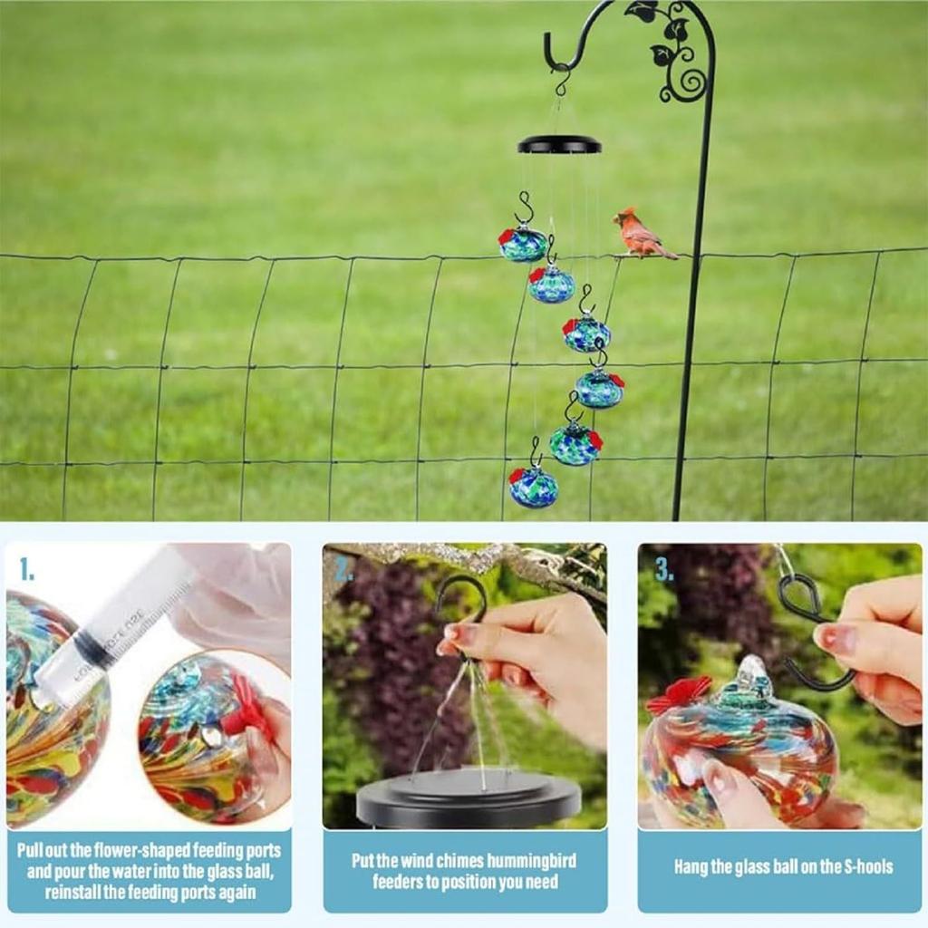 Outdoors Hanging Bird Feeder Charming Wind Chimes Hummingbird Feeders Ant and Bee Proof Leakproof Outside Yard Garden Decor