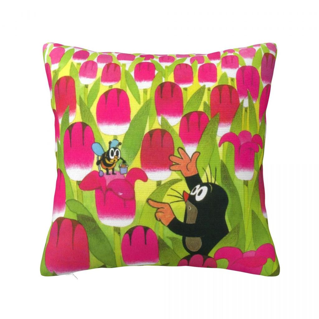The Little Mole & Friends Pillow Cover Polyester Pillow Case Cushion Cover Funny Design Pillowcases For Living Room Chair