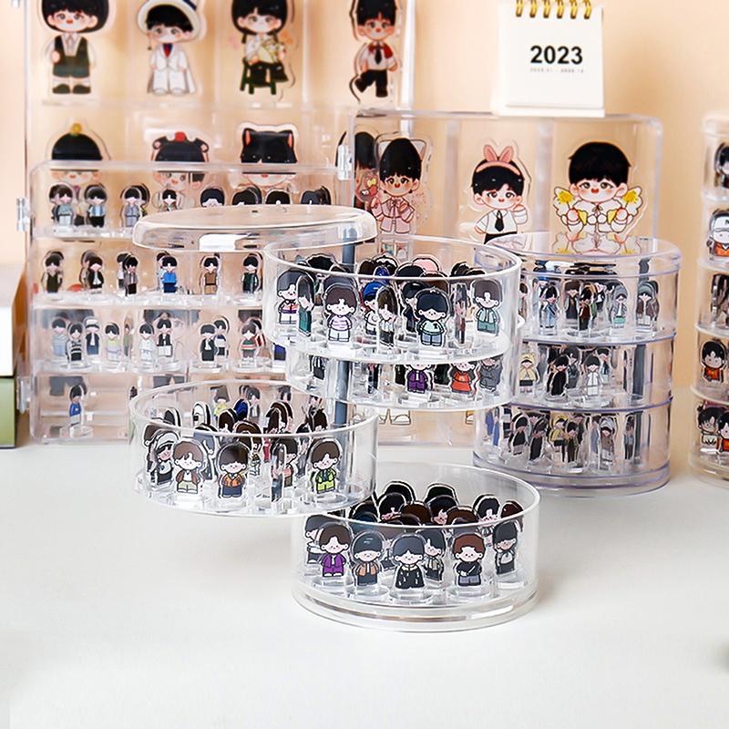 Acrylic Multi-Layer Rotating Display Shelf Character Stand Doll Model Display Box Blind Box Stage Cabinet Dust-Proof Display Box