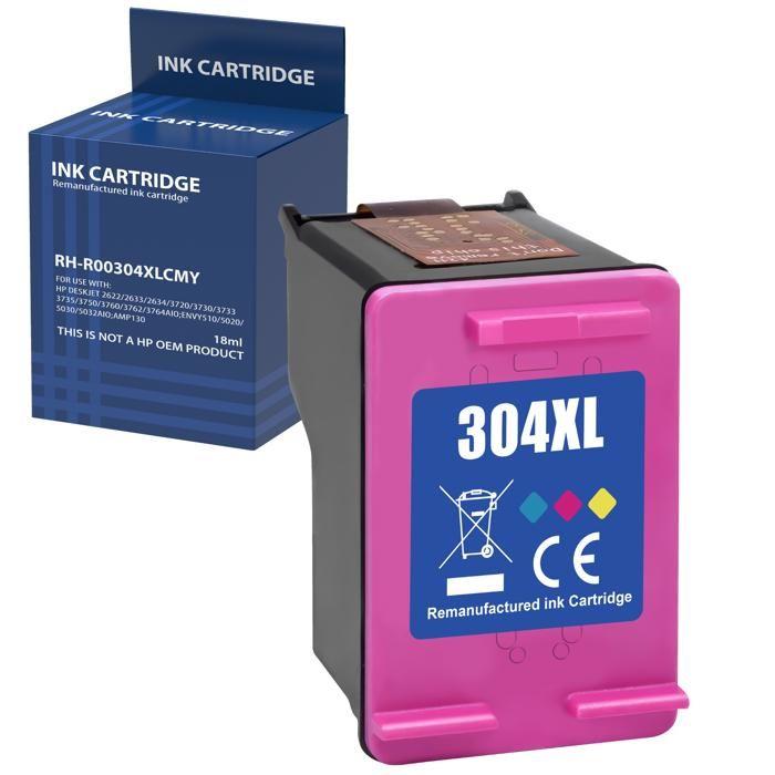 Cartouche d'encre - HP - 304XL - Couleur - Compatible DeskJet et Envy - XL