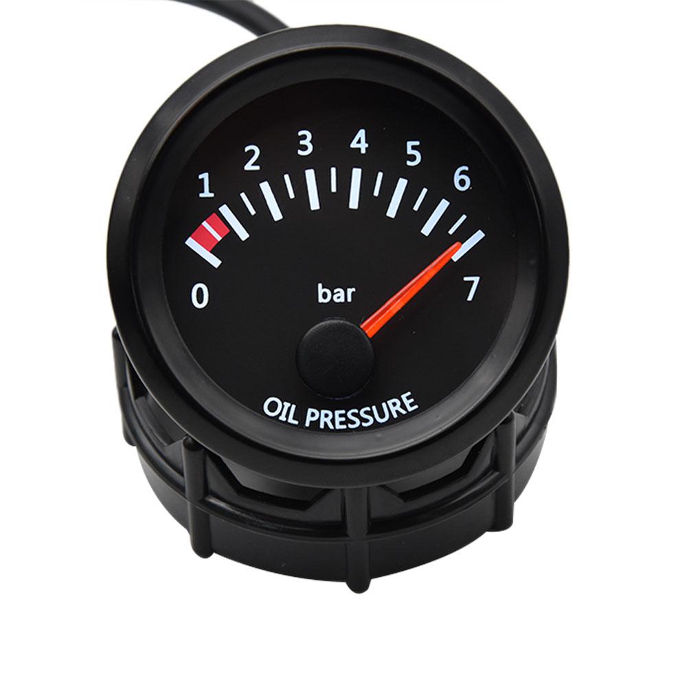 Universal 52MM Racing Gauge Oil Pressure Gauge 0-7 Bar Oil Pressure Meter 1/8NPT Oil Press Sensor for Car White LED Light Custom