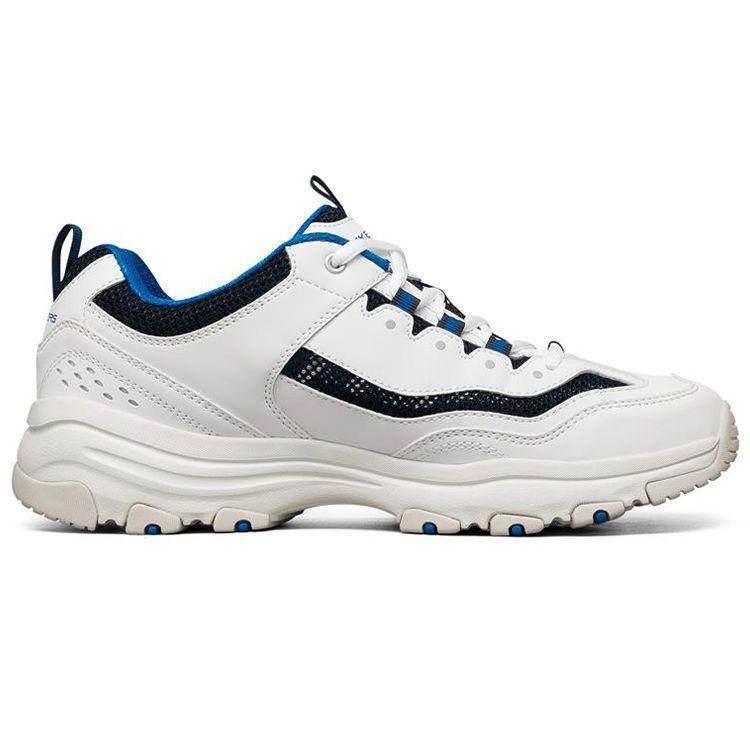 Skechers I-Conik Athletic Mesh Fabric Shock Absorbing Durable Low-Top Running Shoes Men sneaker White Black Blue 8790092-WNVY