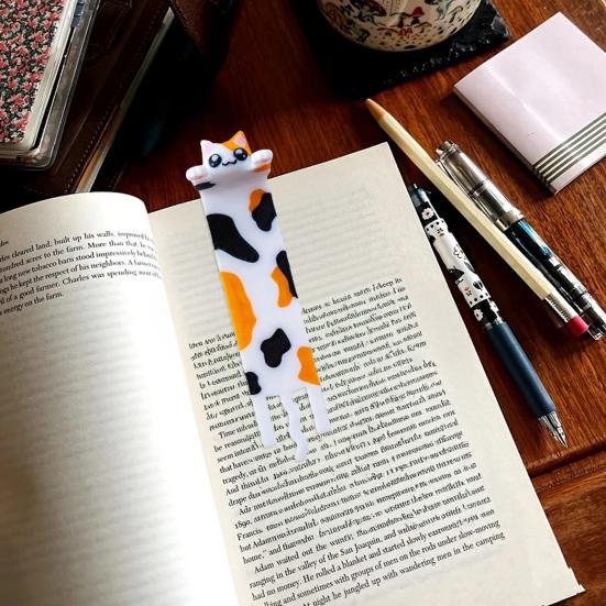 Hanging Cat Bookmark Plastic 3D Printed Long Body Kitten Book Page Marker Animal Decoration Book Lovers Birthday Christmas Gift