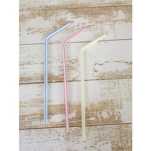 Yamato Bussan Straws, White, Pink, and Blue, 21cm, Bendable Colored Straws, No Bag (N), Commercial Use, 500 Straws