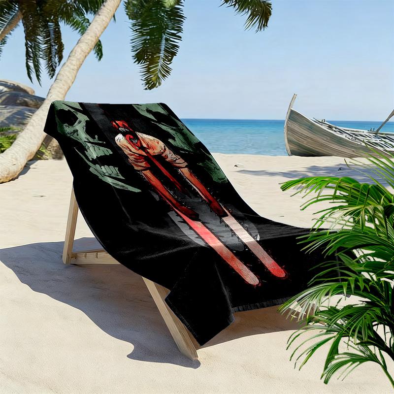 Chainsaw Man Print Beach Towel, Large Soft Quick Dry Towel for Beach Camping Swimming