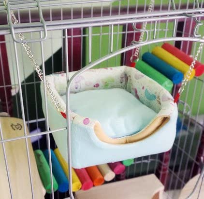 Gifty Small Animal Bed and House, 2-Way, for Rabbits, Guinea Pigs, Chinchillas, and Degus, Winter Protection, Fabric Swing, Warm Sofa (Blue)