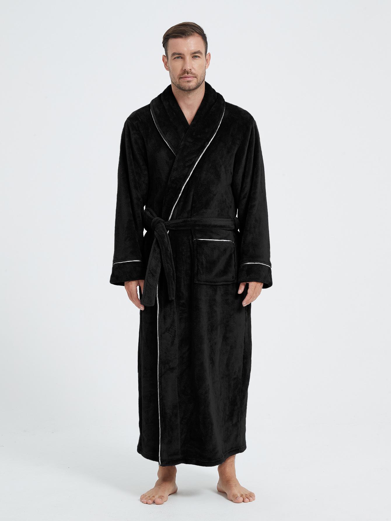 

Extra Long Flannel Bathrobe - Men s Plus Size & Women s Couple Coral Fleece Homewear for Autumn/Winter Small