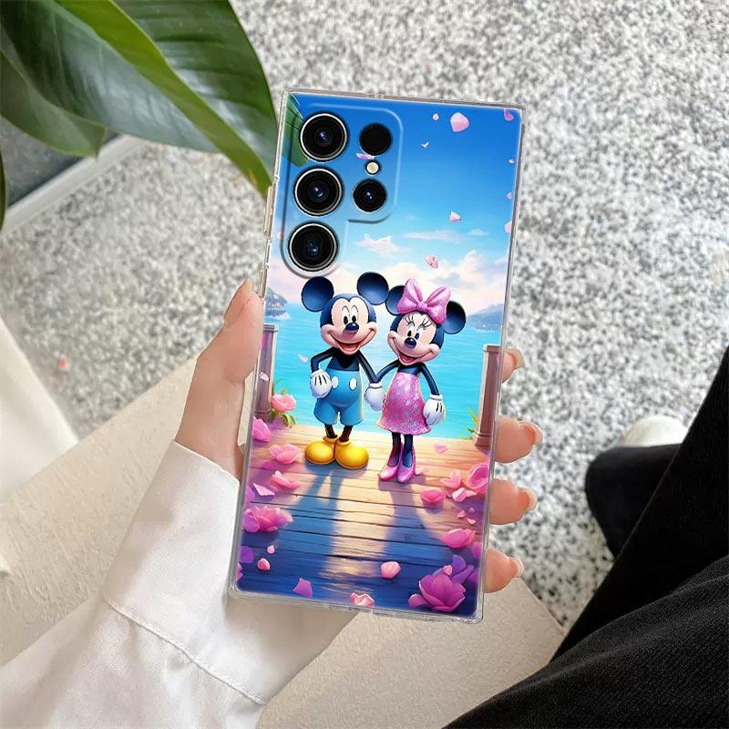 Disney Love Mickey Minnie Transparent Case For Samsung Galaxy S26 S25 Ultra S24 S22 S26 Plus S20 S23 S21 S25 FE 5G Clear Cover